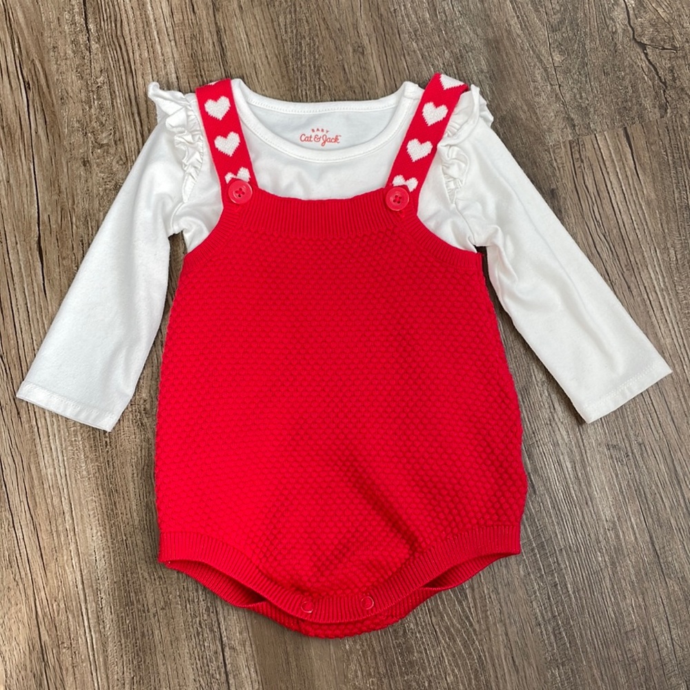 Cat&Jack Baby Girl’s Heart Sweater Romper Size 12M